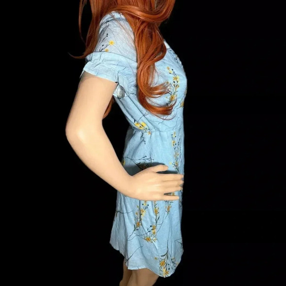 PEACH LOVE CALIFORNIA Women's Blue Floral Wrap Dress Size XS/S Short Sleeve - Picture 6 of 11